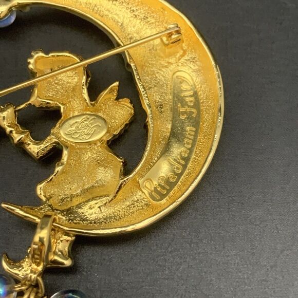 Vintage Kirks Folly Pipedream Fairy Moon Bubbles Charm Rhinestone Pin Brooch - Picture 6 of 10